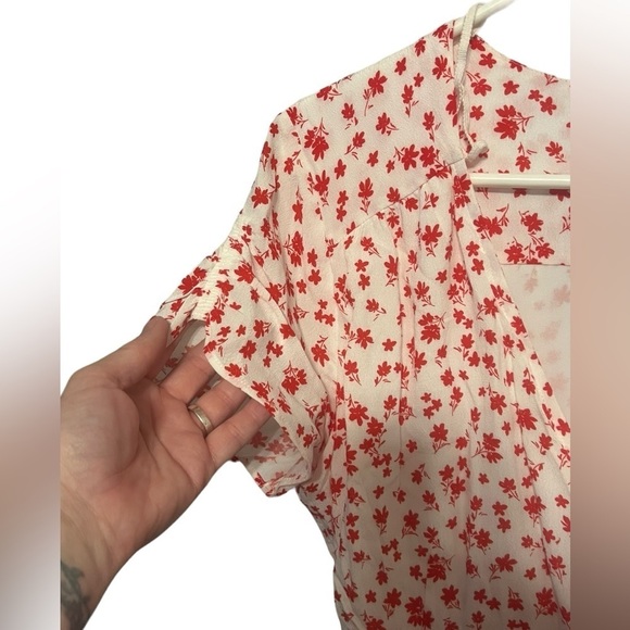 & Other Stories white and red floral print mini wrap dress ditzy print - Picture 8 of 14